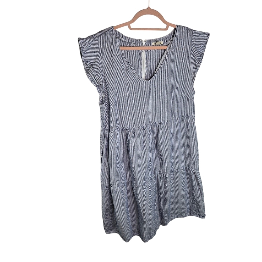 Goodthreads Blue White Striped Linen Dress